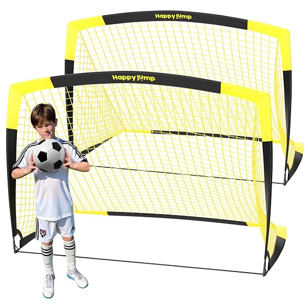 HAPPY JUMP 7X5 FT & 5X3.6 FT PORTABLE SOCCER GOAL FOR YOUTH PLAYERS AGES 6–14, LARGE-FRAME DESIGN BUILT FOR LONG-TERM DEVELOPMENT, EASY SETUP FOR BACKYARD, PARK OR SCHOOL TRAINING