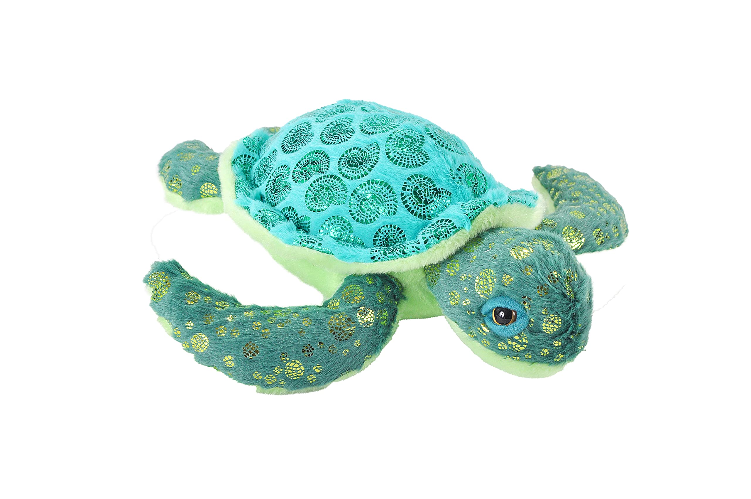 Wild Republic Sea Turtle, Foilkins, Stuffed Animal, 12 inches, Gift for Kids, Plush Toy, Fill is Spun Recycled Water Bottles