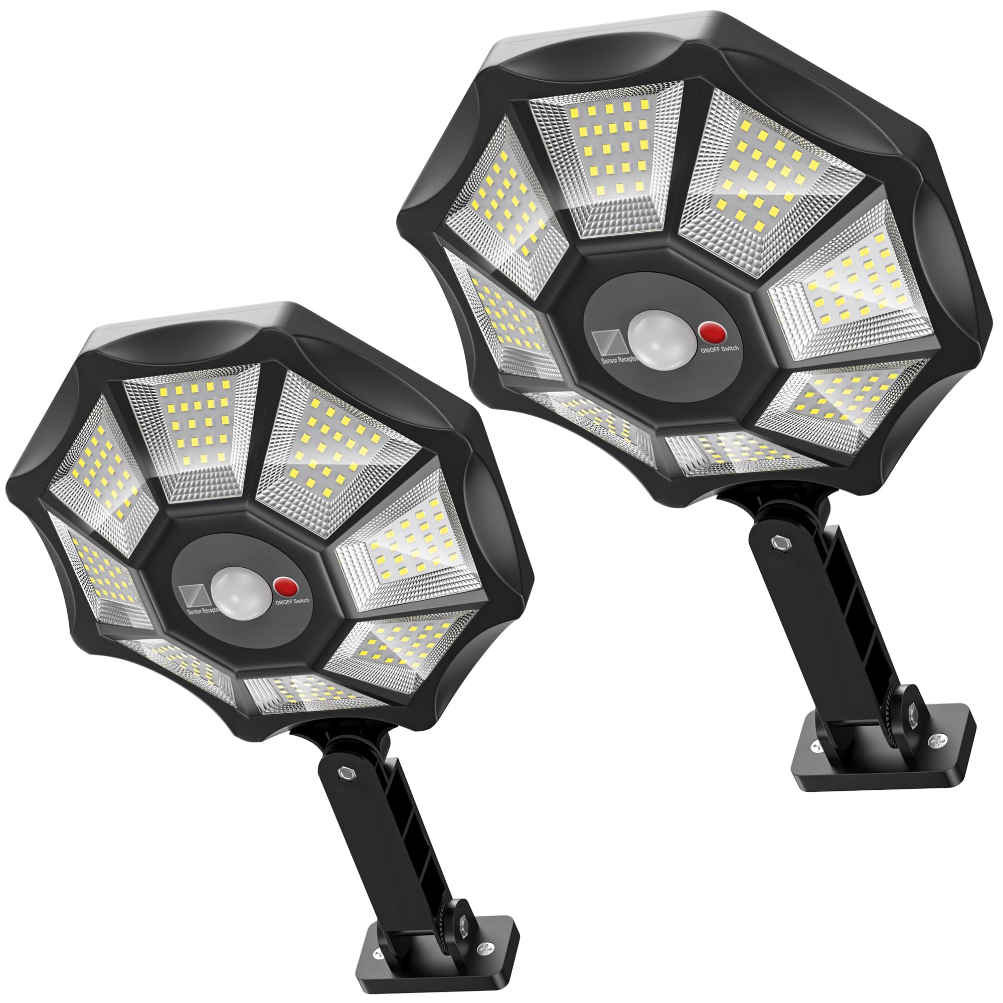 Photo 1 of WYWNA Solar Lights Outdoor Waterproof, 360° Wide Angle Flood Lights Dusk to Dawn, Solar Street Lights Outdoor Motion Sensor with Remote, Super Bright LED Security Lights for Yard 2-Pack