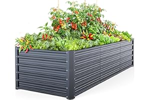 Ohuhu Metal Raised Garden Bed 8x3x1.9 FT, Raised Garden Bed Kit Reinforced Rustproof Colored Steel Planter Boxes Heavy Duty R