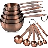 Copper measuring cups and spoons set,Includes Stainless Steel 5 Measuring Cups and 5 Measuring Spoons and Measure Ingredient 