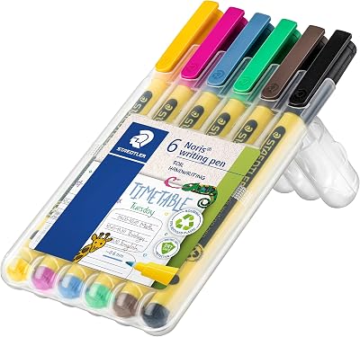 STAEDTLER Noris Handwriting Pen 0.6mm Pack 6 Assorted Colours 307 SB6