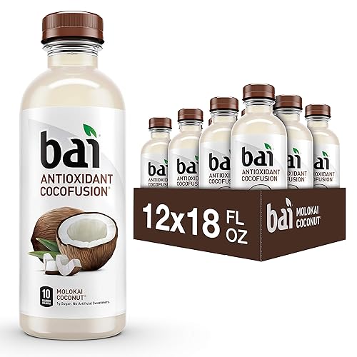 Bai Coconut Flavored Water, Molokai Coconut, Antioxidant Infused Drinks, 18 Fluid Ounce Bottles, 12 count 
