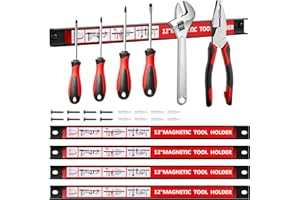 Antifir 12'' Magnet Tool Holders Storage Organizer, 4 Pack Wall Mount Magnetic Tool Strips, Metal Magnet Tool Organizer Bars for Garage, Kitchen, Workshop (Mounting Screws Included)