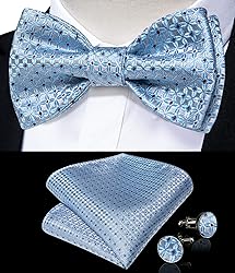 DiBanGu Light Blue Bow Ties for Men Self Tie Bow