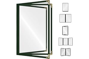 ACI SUPER POWER 25 Pack of Goodsmart Cafe Style Menu Cover, Double Stitched Edge, Crystal Clear Vinyl (Green, 3 Pages / 6 Views Booklet - 5.5" x 8.5")