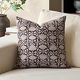 DOMVITUS Floral Pillow Covers 18x18 Decorative Throw Pillow Covers Floral Block Print Farmhouse Vintage Pillow Cover for Living Room Couch Bed Dark Brown 1PC