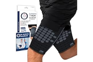 Dr. Arthritis Thigh Compression Sleeve, Non-Slip Thigh Wrap & Hamstring Brace, Comfy Groin Compression Wrap for Workout & Muscle Recovery, Hamstring Compression Sleeve for Men & Women (1 PR, MED, BLK)