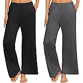 Ekouaer 2 Pack Women Pajama Pants Soft Casual Pajama Bottoms Comfy Wide Leg Sleep Pants Pj Bottoms with Pockets
