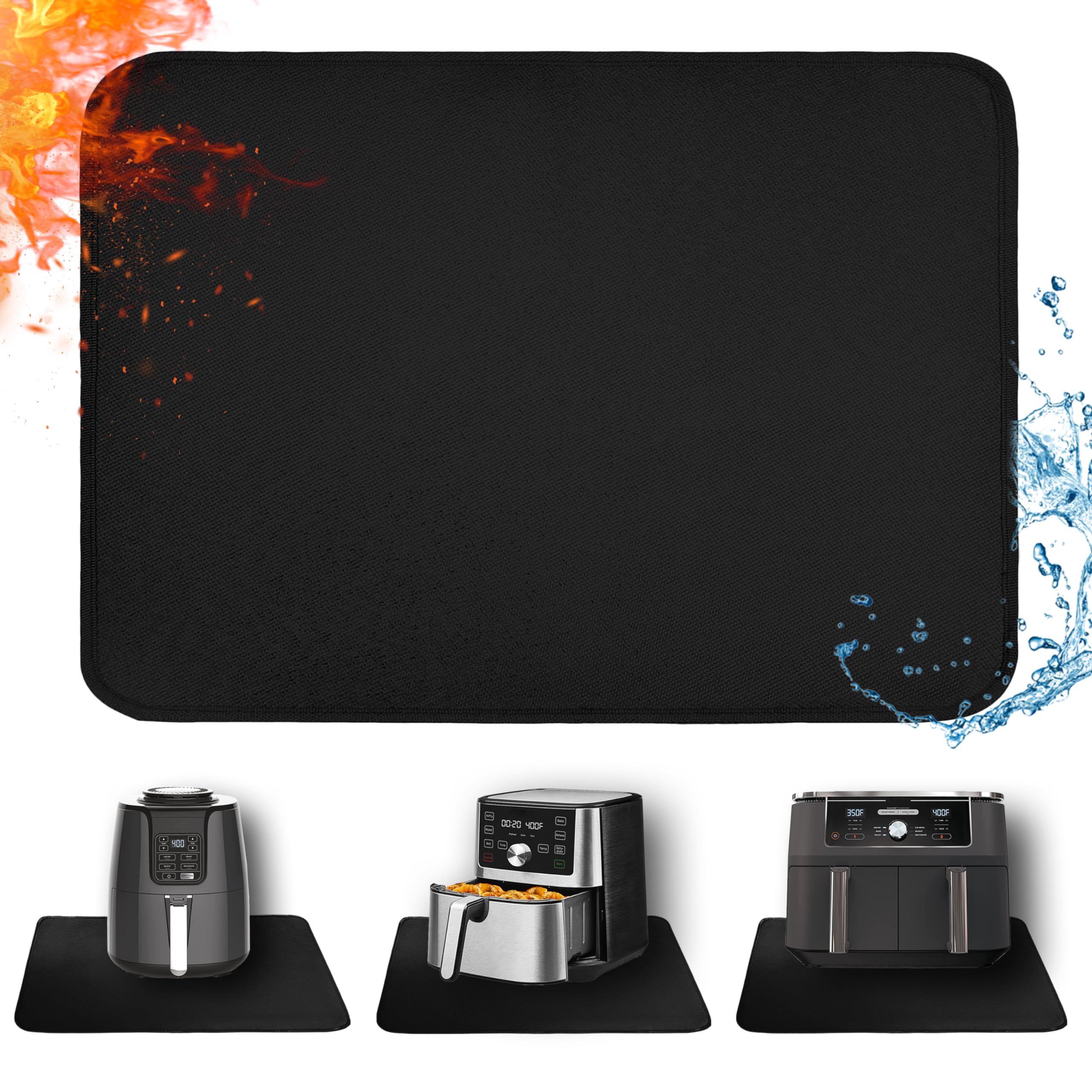Photo 1 of Amerbro Heat Resistant Mat for Air Fryer, Countertop Protector, Fireproof Silicone Slider Mat for Appliances (Black, 16 x 24in)