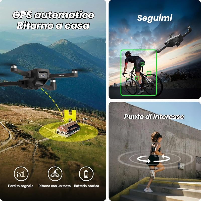 Drone con Schermo da 4.5 Pollici sul Radiocomando,Drone GPS con Telecamera EIS per Adulti Bambini Principianti Ritorno Automatico a Aasa,Modalità Seguimi,Trasmissione a Lungo Raggio,Giocattolo‑Regalo — foto 6 di 8