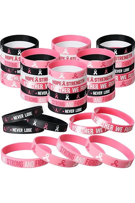 Breast Cancer Pink Ribbon Silicone Bracelets Awareness