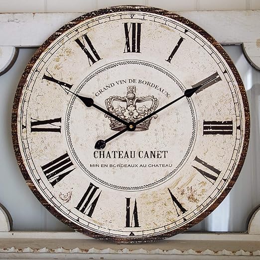 BEW Large Wall Clock, Chateau Vintage European Crown