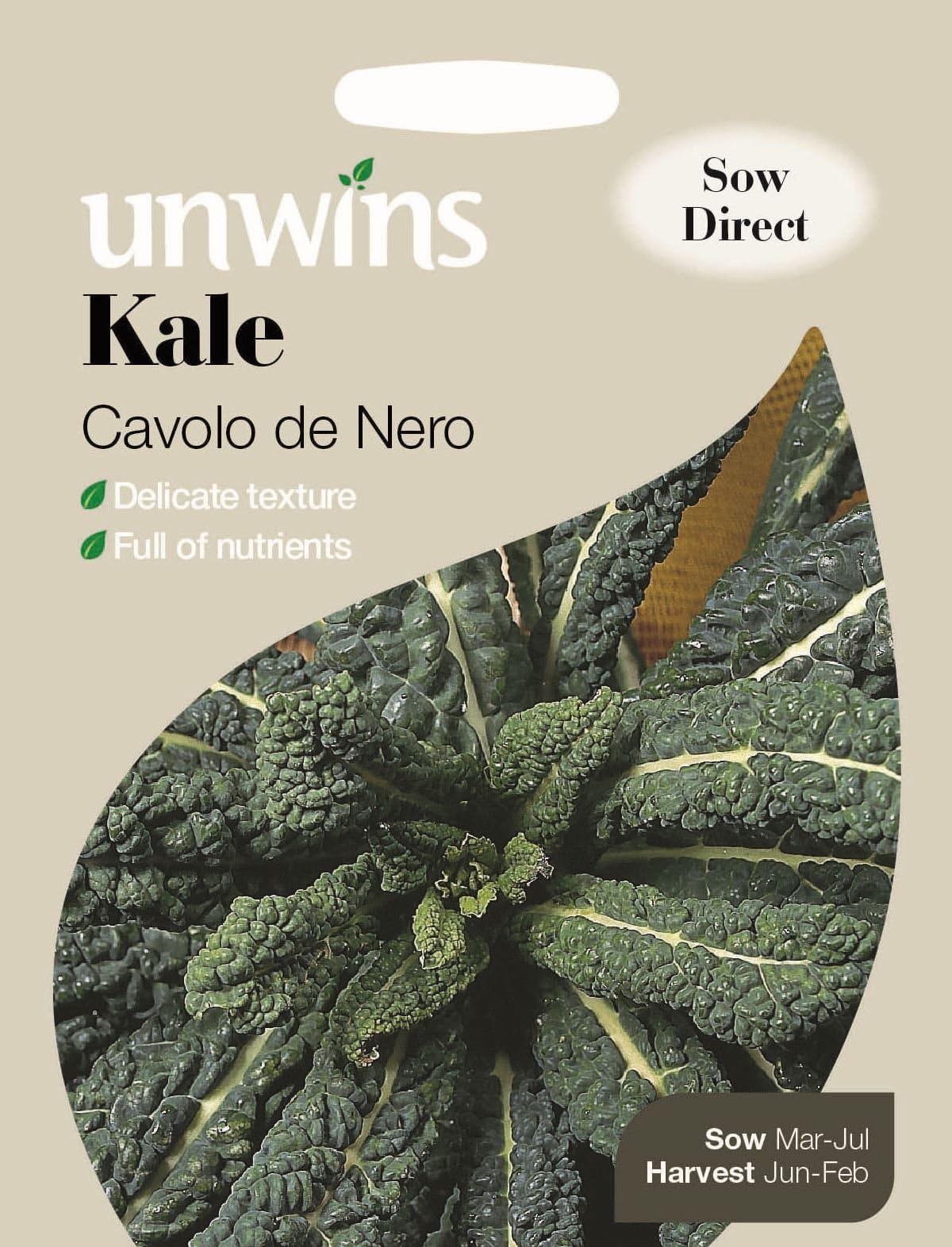 Unwins Pictorial Packet - Kale Cavolo de Nero - 200 Seeds