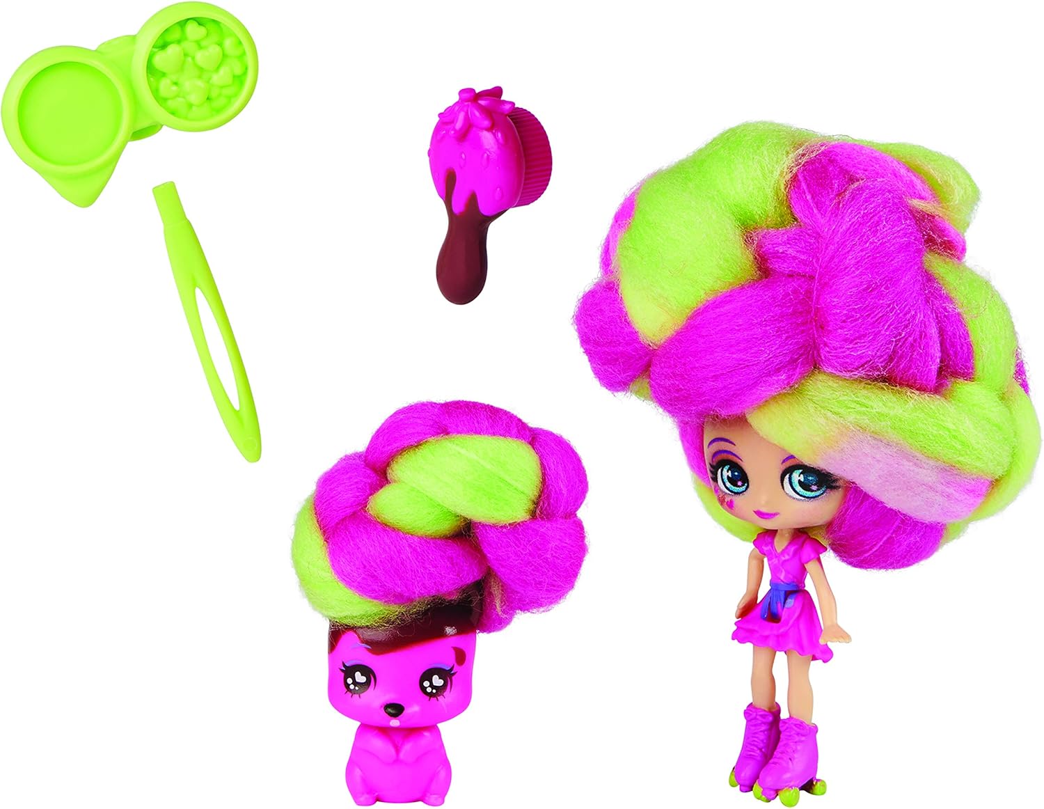 Candylocks 2-Pack, Lemon Lou Twist 7.5-cm Scented Collectible Doll and Pet with Accessories, Multicoloured, Small - Image 5