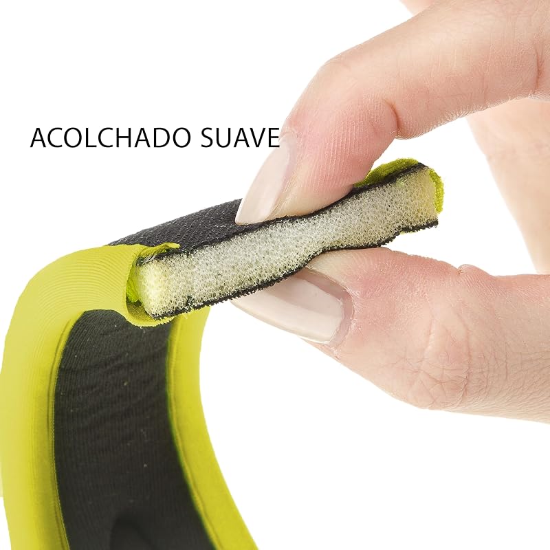 Correa Perro ERGOFLUO, Correa Perro Grande, Asa ergonómica Acolchada, Nylon. Tamaño 120 cm, Amarillo