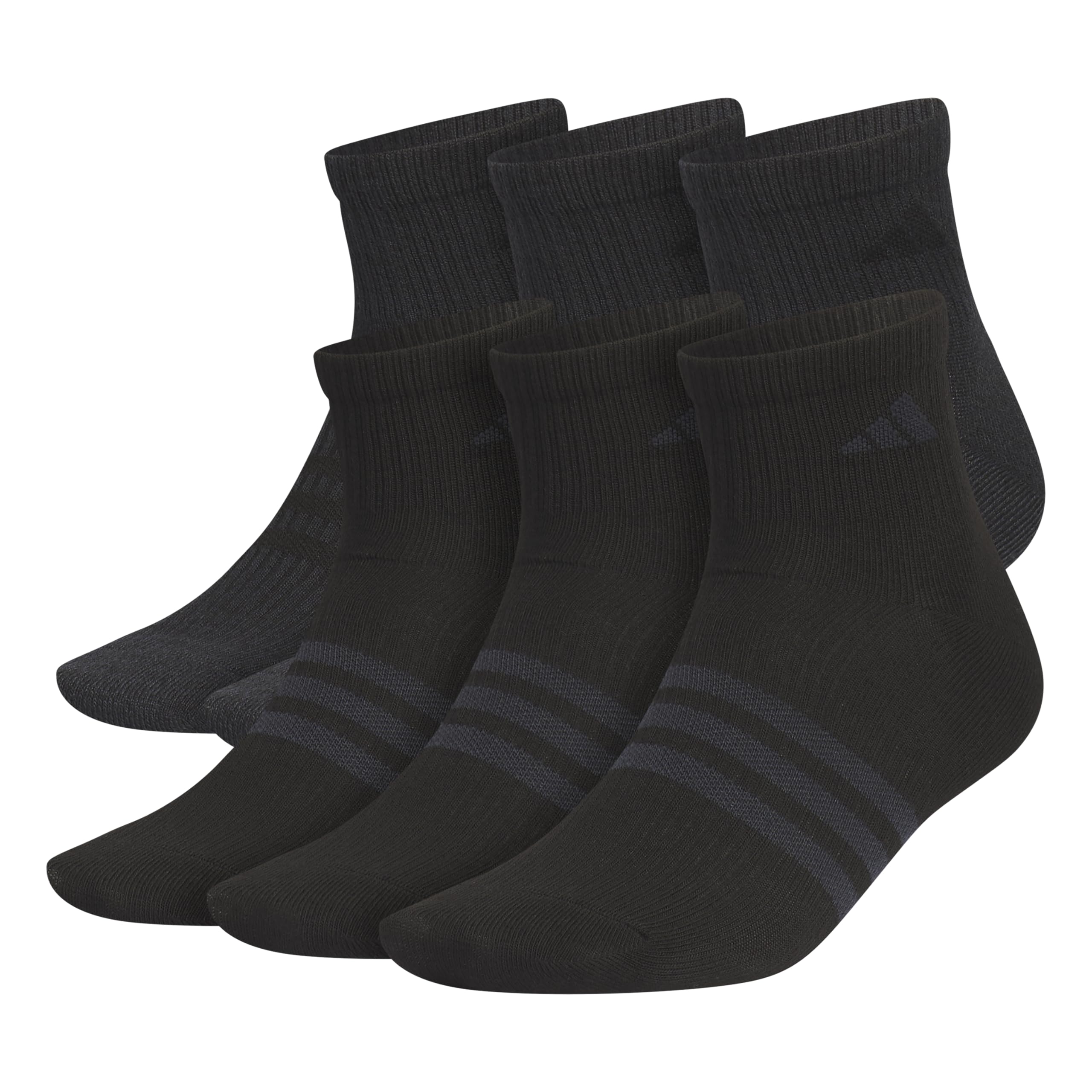Photo 1 of adidas Men's Superlite Quarter Socks 6-Pack, Athletic, Durable, Lightweight, Breathable with Compression and Arch Support, Black/Night Grey, Large