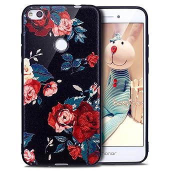 Kompatibel mit Huawei P8 Lite 2017 Hülle,Huawei P8 Lite 2017 Schutzhülle,Bunte Gemalt Weich Schwarz TPU Silikon Hülle Tasche 