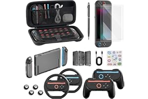 TPGSING Nintendo Switch 2 Accessories Bundle, 18 in 1 Kit for Switch 2 Gamer, Includes Carrying Case, Screen Protector, Joycon Grips, Steering Wheels, Stylus, Joycon Case, Console Protective Cover