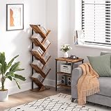 HOOBRO Tree Bookshelf Tall 9-Tier Floor Standing Book Shelf Rustic Brown Black view 10