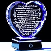 Arikyrist Best Friend Birthday Gifts with Colorful LED Base Crystal to My Best Friend Heart Gifts Friendship Gift for Women for Christmas Female Friend Gift Ideas BFF Gift for Her, Bestie Gifts
