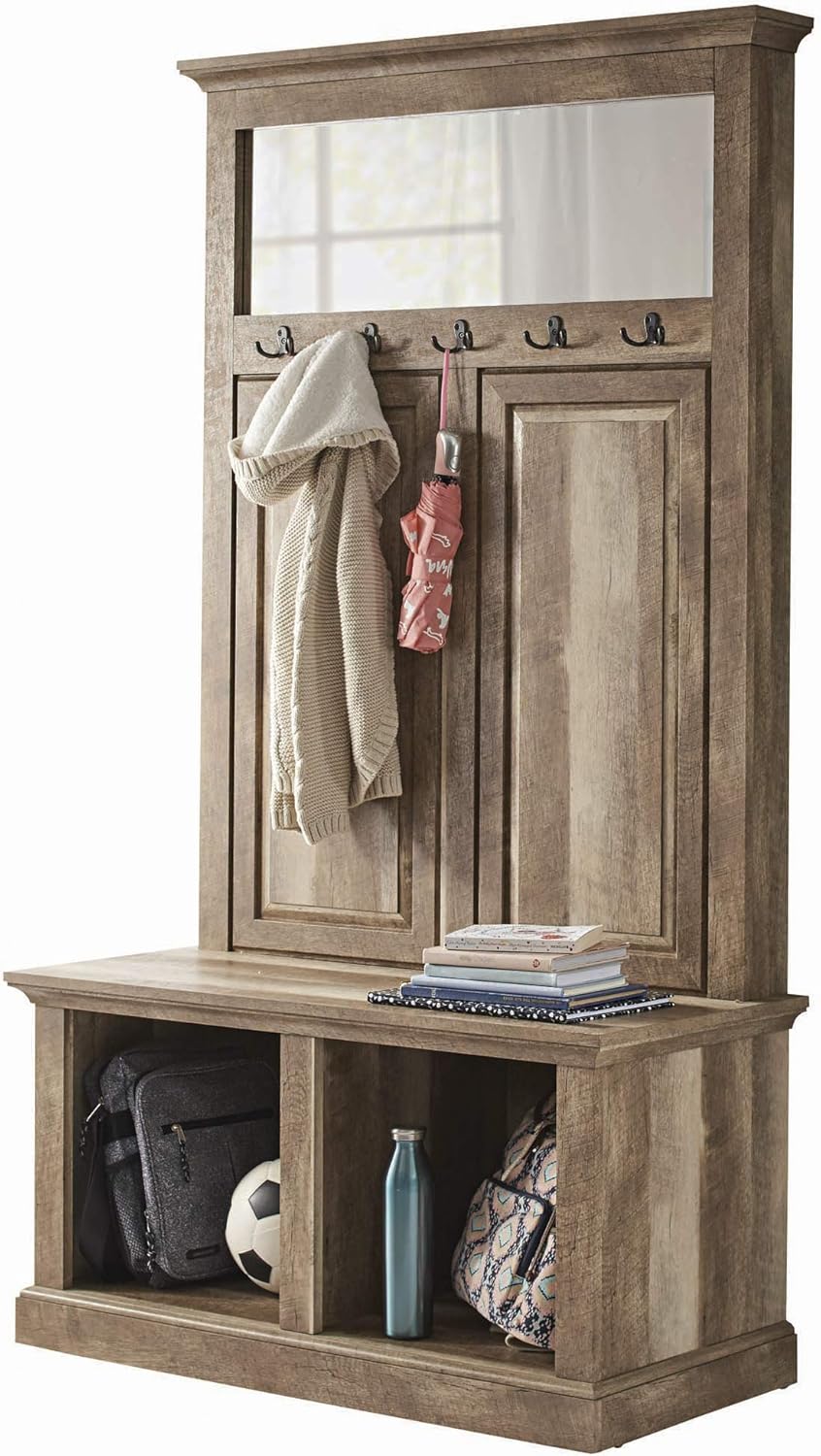 hallway storage bench for shoes on Vly Home Hall Tree Storage Bench Shelves Entryway Furniture For Hanging Jackets Bags Hats Coat Rack Organizer Cubbies Hallway Shoe Rack Entrance Stand Home Kitchen Connitglobal Entryway Furniture