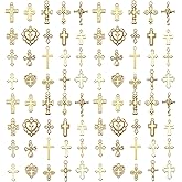 WOCRAFT 60pcs KC Gold Cross Bracelet Charms for Jewelry Making Sets DIY Necklace Bracelet Keychain Crafting Charms Kit Craft Supplies (SN908)