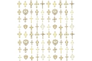 WOCRAFT 60pcs KC Gold Cross Bracelet Charms for Jewelry Making Sets DIY Necklace Bracelet Keychain Crafting Charms Kit Craft Supplies (SN908)
