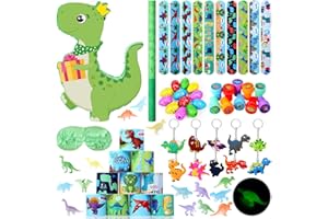 Pasimy 107 Pcs Dinosaur Birthday Party Favors Piñata Set Dino Decoration 16.5 x 11.8 x 3.1 Inch Dinosaur Birthday Piñata with Stick Blindfold for Party Favors(Green,Lovely)