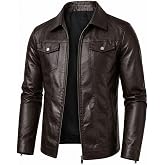 Mens Leather Jackets Faux Leather Motorcycle Jacket Biker Coat Outwear