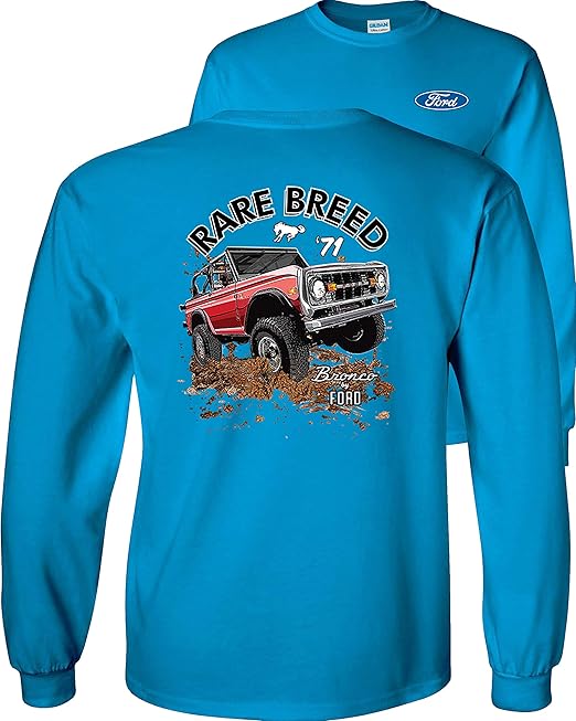 Amazon.com: Ford Bronco Long Sleeve T-Shirt Rare Breed Classic Vintage 71 Bronco Truck Adult