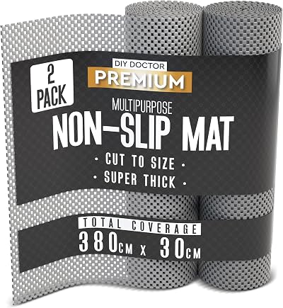 DIY Doctor 2x Anti Slip Gripper Rolls 190x30cm Non Slip Rug Underlay Grey