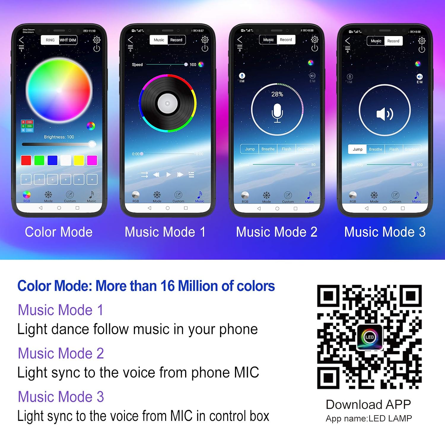 YiLaie RGB LED Rock Lights, 4Pcs RGB Underglow Light Kit for Car with APP/RF Control, Waterproof, 16 Million Colours - Image 5