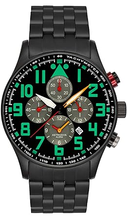 Astroavia Herren-Armbanduhr Chronograph Quarz mit Edelstahl Armband V8S