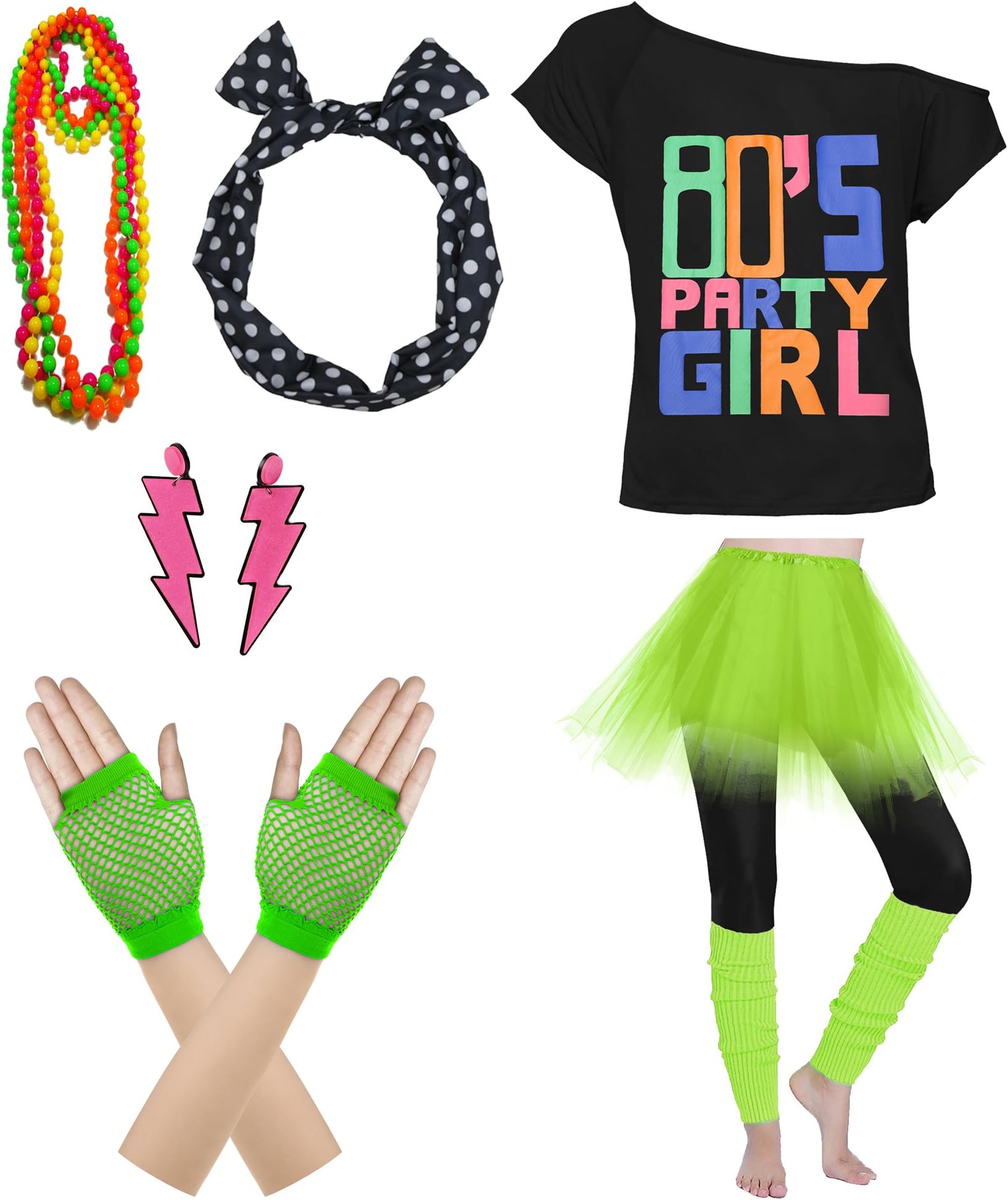 80's Party Womens Retro Costume Accessories Outfit Dress for 1980s Theme Party Supplies