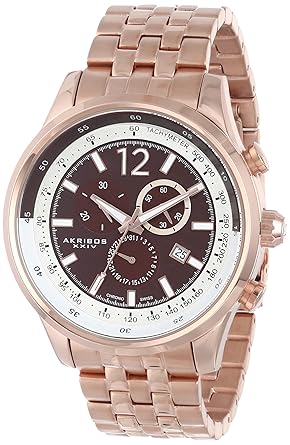 Akribos XXIV Mens AK650RG Grandiose Swiss Chronograph Rose-tone Stainless Steel Bracelet Watch