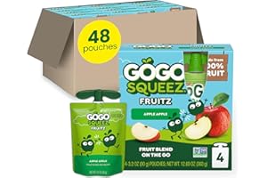 GoGo squeeZ Applesauce and Fruit Puree, Apple Apple, 3.2 oz (Pack of 48), Unsweetened Fruit Snacks for Kids, Gluten Free, Nut Free and Dairy Free, BPA Free Pouches (Packaging May Vary)