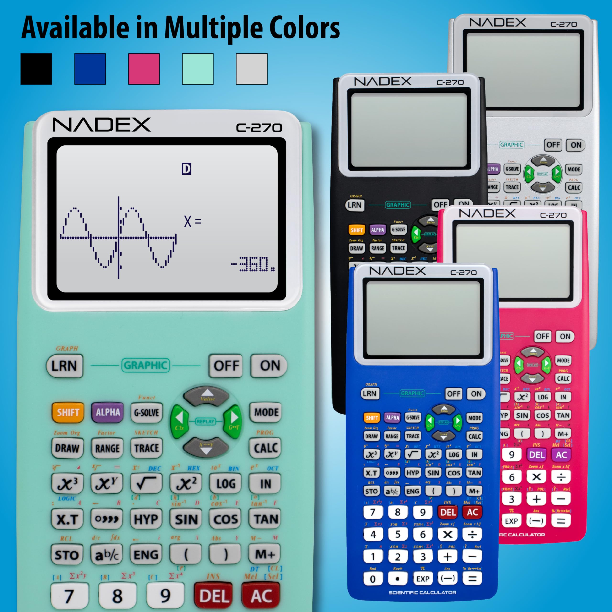 Scientific Calculator with Graph Functions for College and High School Students, Engineering, Advanced Mathematics, Calculus, Algebra, Geometery, Trigonometry, Statistics, Physics, Chemistry - Green