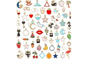 XUANZHI 60Pcs Charms, Charms for Jewelry Making, Assorted Wholesale Mixed Color, for DIY Necklace Bracelet Jewelry Making and
