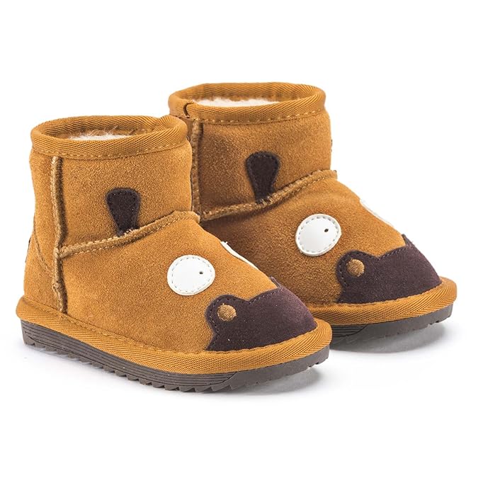 Snugs Boots Kinderstiefel aus Lammfell und Wild-Leder Stiefel für Kinder Jungen und Mädchen Lammfellschuhe