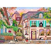 HUADADA Sunset Streets Jigsaw Puzzles, 500 Pieces Puzzles for Adults,Adult Puzzle with Perfectly Interlocking Pieces, Dust-Free, Includes 1:1 Poster