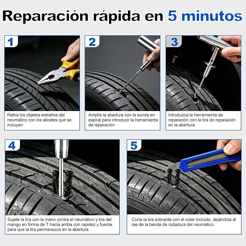 Kit de Reparación de Neumáticos de 68 Piezas, Universal