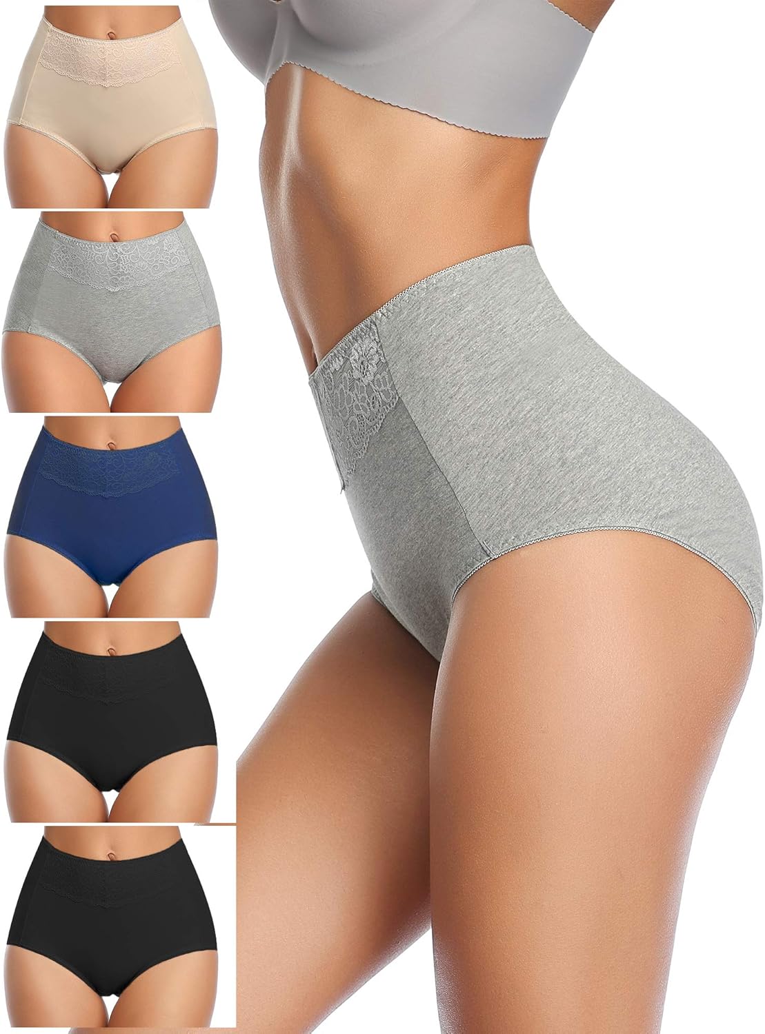 Women's High Waisted Cotton Underwear Soft Breathable Full Coverage Stretch Briefs Ladies Panties 5-Pack at  Women’s Clothing store