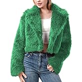 WELLATENT Fur Coats For Women,Plus Size Cropped Faux Fuzzy Jacket Fluffy Fall Coat.