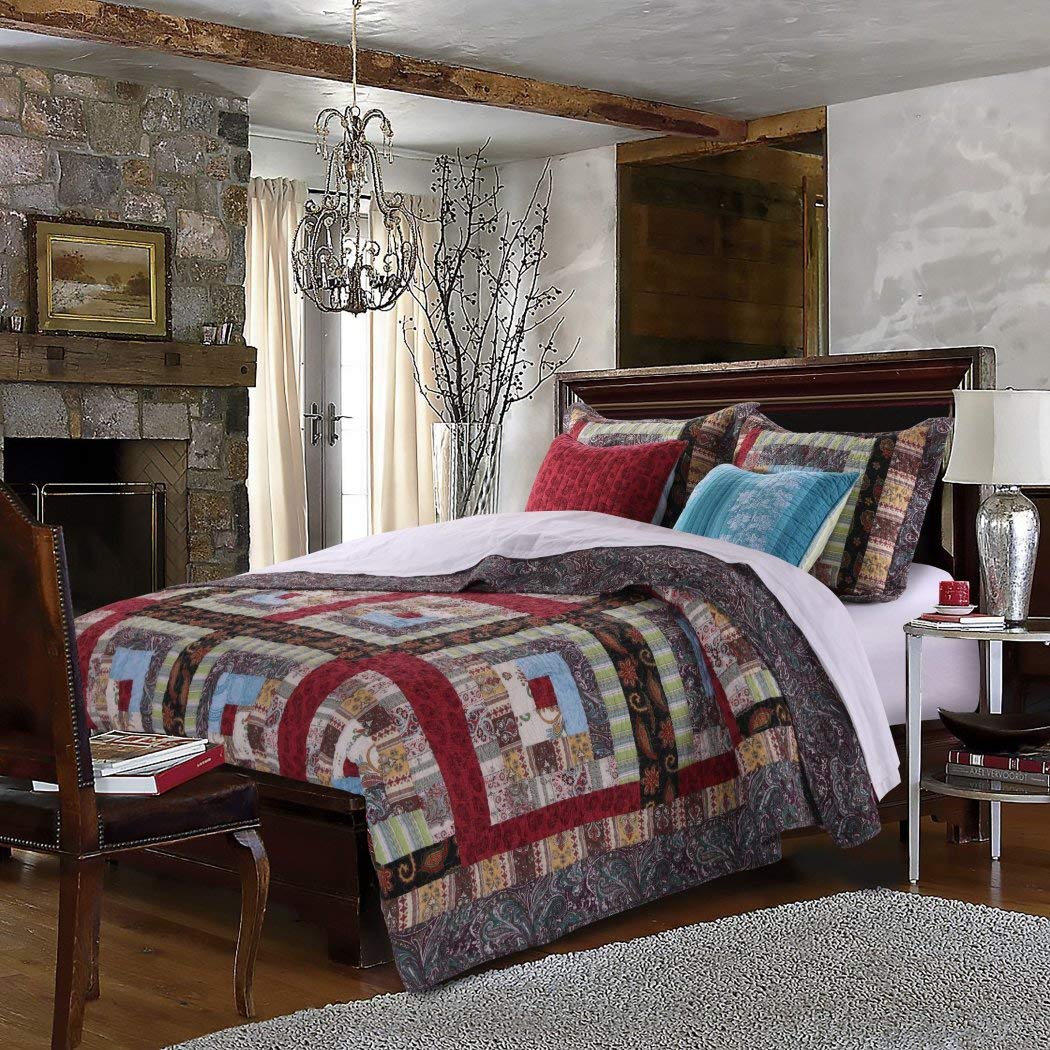 Amazon Com 5 Piece Mulit Color Patchwork Full Queen Size Quilt
