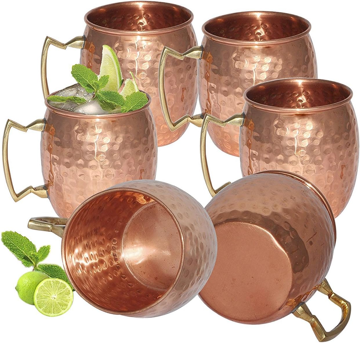 Avs Stores Copper Stainless Steel Hammered Cup - 6 Pieces, Multicolour, 16 oz