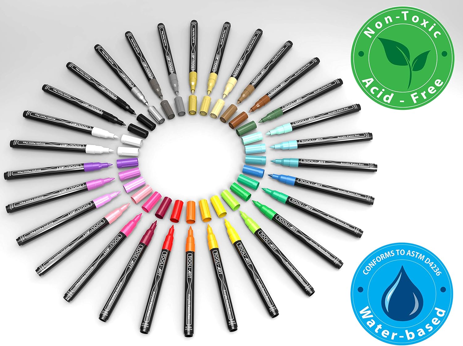 TOOLI-ART Acrylic Paint Pens Assorted Vibrant Markers for Rock Painting Canvas, Glass, Mugs, Wood, Fabric, Metal - Image 4