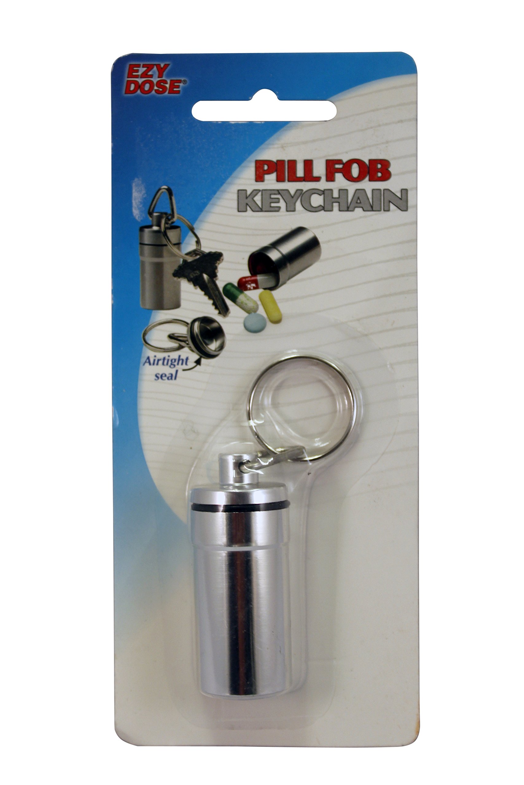 Ezy Dose Deluxe Silver Coated Pill Fob Keychain Pill