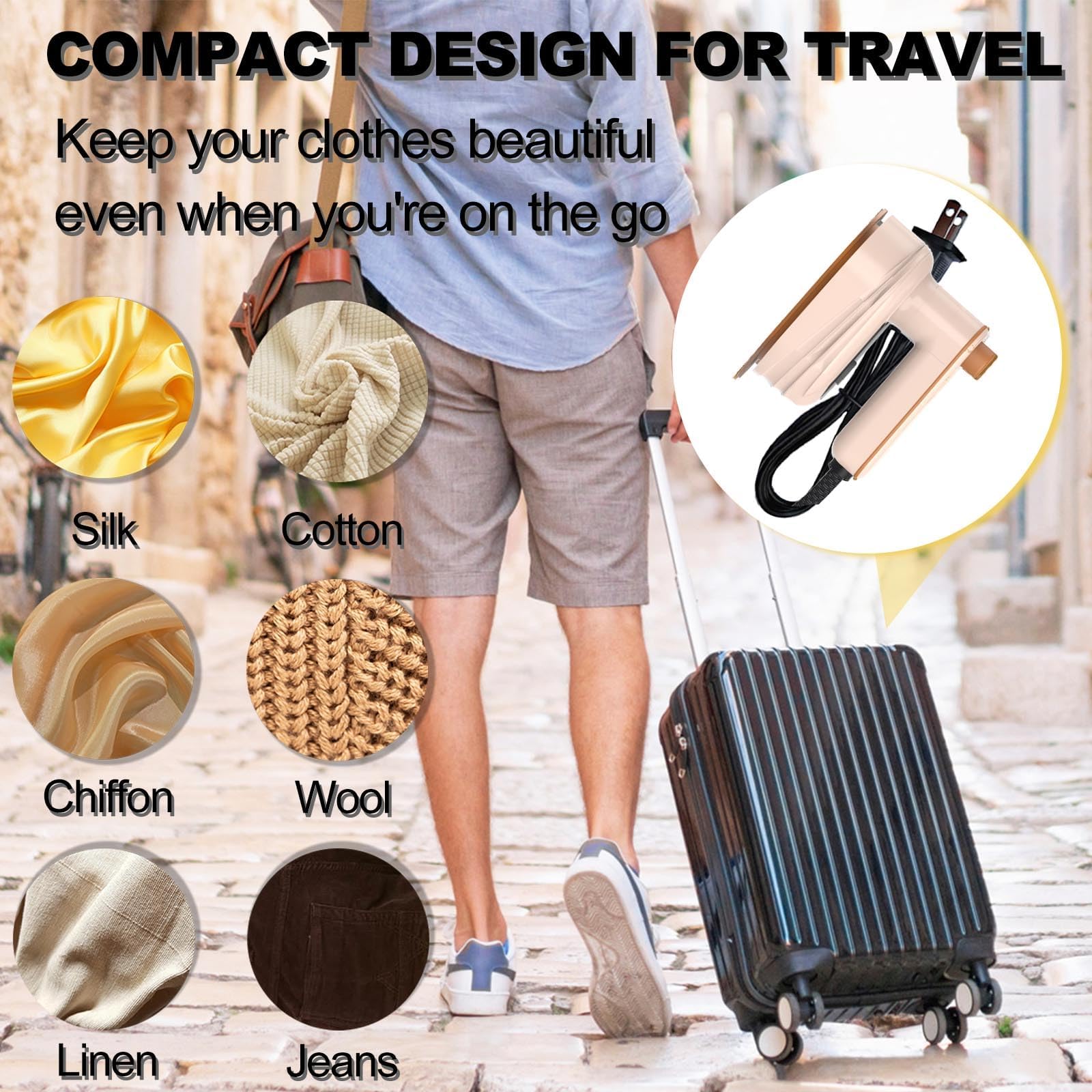 Portable Travel Mini Iron, 2 in 1 Handheld Iron with Dry and Wet Ironing for Clothes, 180° Foldable Small Size Ironing Machine for Home, Business