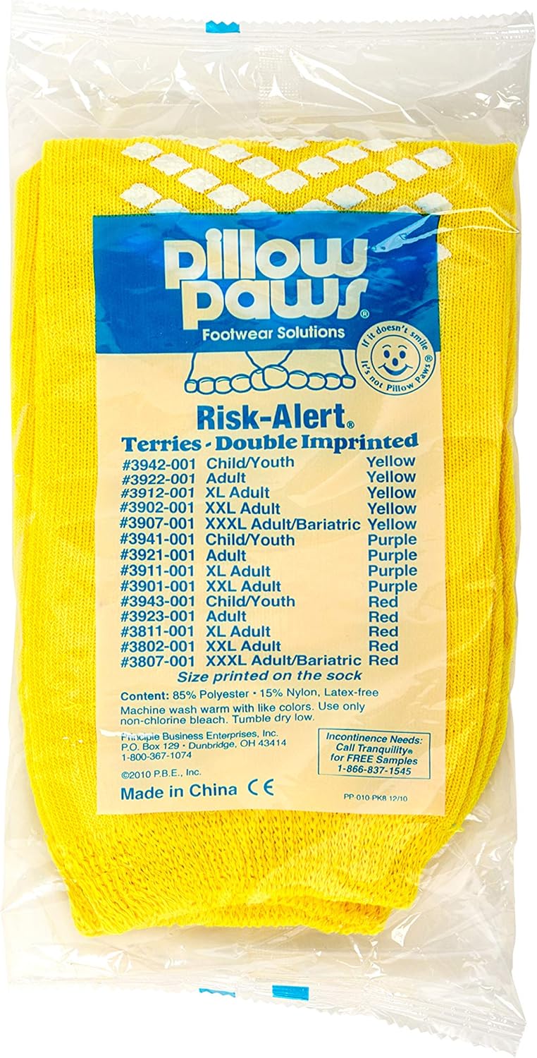 XXXL Slip Stopping Terrycloth Socks (Double Tread) (Extra Wide Bariatric) (Yellow) (3 Pairs): Health & Personal Care